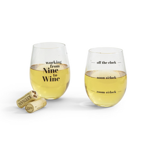 8 Assorted Wine Glasses with Quotes