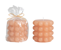 Unscented Hobnail Pillar Candle 4" - Nude Color
