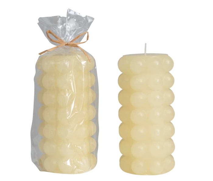 Unscented Hobnail Pillar Candle 6"