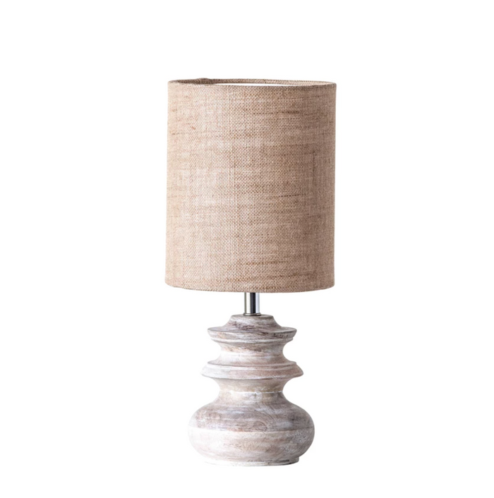 Mango Wood Table Lamp with Jute Shade