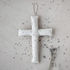 Handmade Recycled Fabric Cross with Glass Beads - A. Dodson's