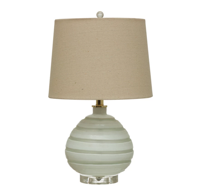 Art Glass Table Lamp with Linen Shade