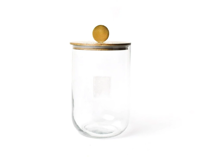HAPPY EVERYTHING MINI WOODEN LID GLASS JAR