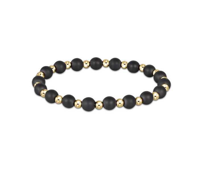 grateful pattern 6mm bead bracelet - hematite by enewton