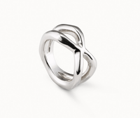 SILVER CROSSED RING BY UNO DE 50