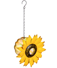 Metal Flower with Iridescent Glass Bird Feeder, Sunflower