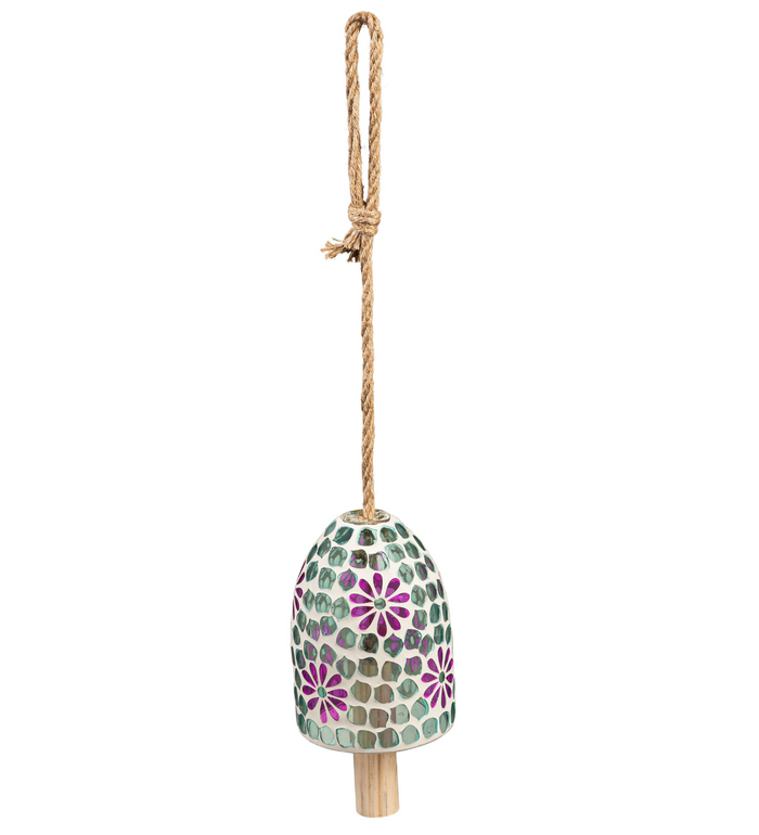 Light Blue with Florals Mosaic Bell Chime