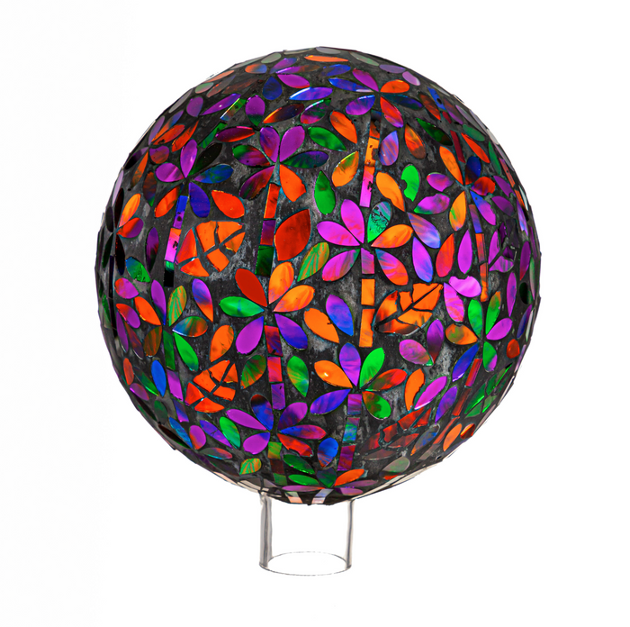 8" Mosaic Gazing Ball, Multi-Color Flower