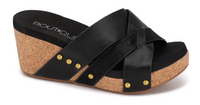 AMUSE WEDGE SANDALS - BLACK BY CORKYS