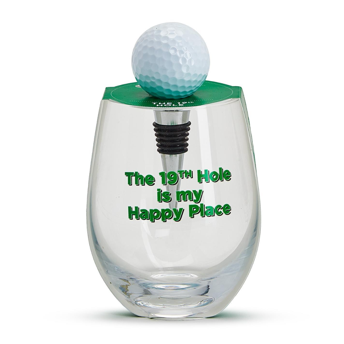 Golf Stemless Wine Glass with Golf Ball Wine Stopper - A. Dodson's