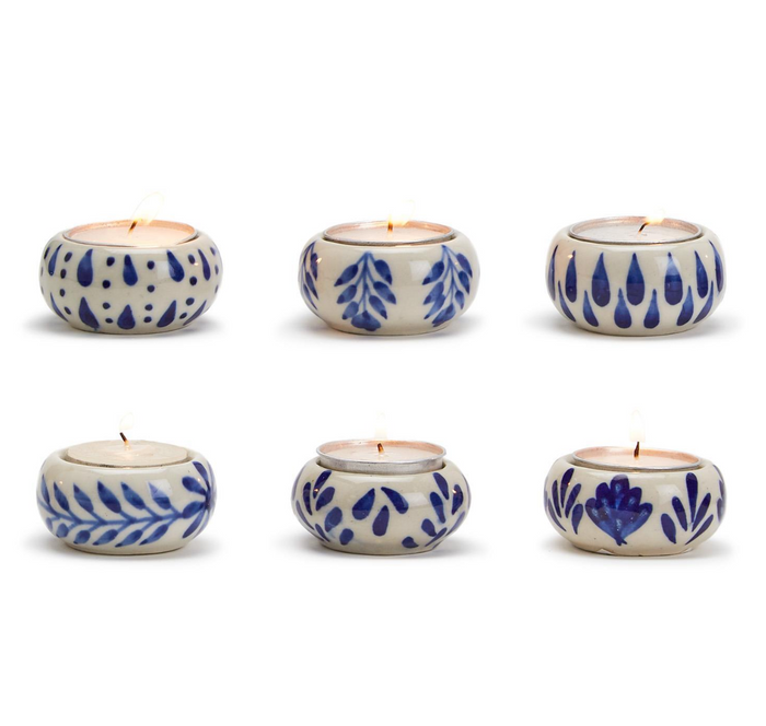 CHINOISERIE CANDLEHOLDER WITH TEALIGHT CANDLE - 6 ASST