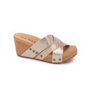 AMUSE WEDGE SANDALS - GOLD BY CORKYS