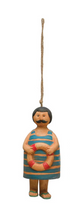 Hand-Painted Stoneware Nautical Bells w/ Jute Rope Hanger, Multi Color, 7 Styles - A. Dodson's