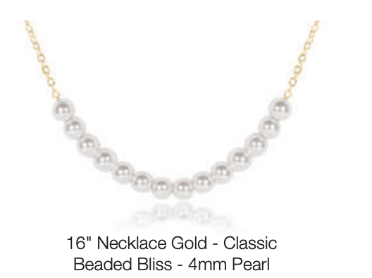 16" Necklace Gold - Classic Beaded Bliss - 4mm Pearl by enewton