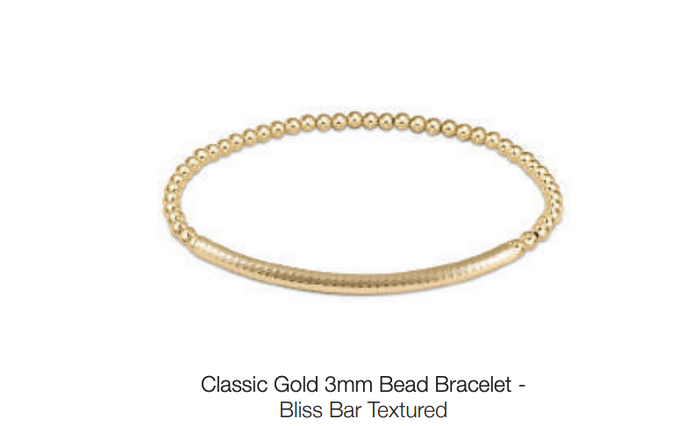 classic gold 3mm bead bracelet - bliss bar textured gold by enewton