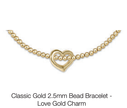 classic gold 2.5mm bracelet - love gold charm by enewton
