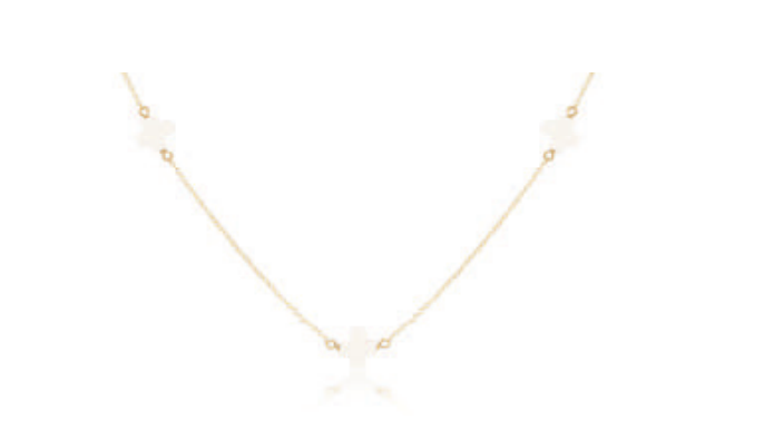 17" Choker Simplicity Chain Gold - Signature Cross Off-White by enewton