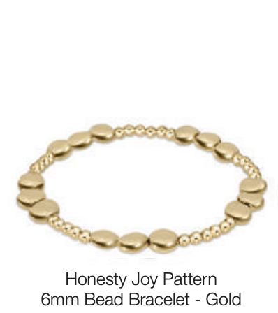 Honesty Joy Pattern 6mm Bead  Bracelet - Gold by enewton