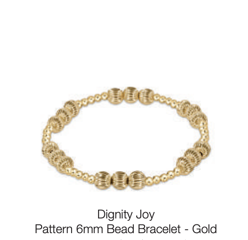 Dignity Joy Pattern 6mm Bead  Bracelet - Gold by enewton