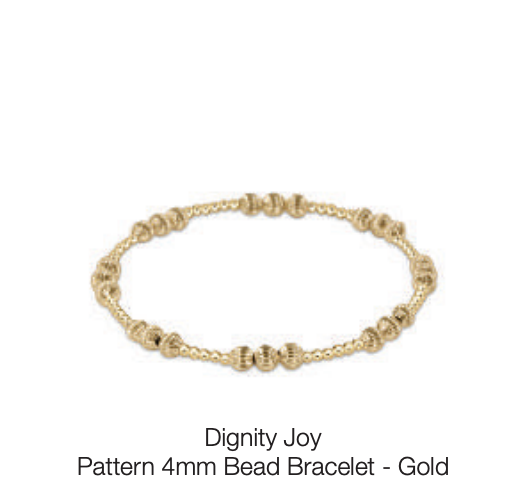 Dignity Joy Pattern 4mm Bead  Bracelet - Gold by enewton