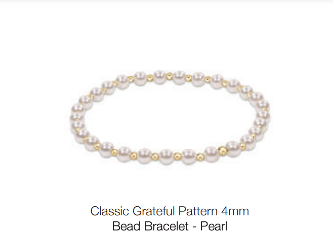 Classic Grateful Pattern 4mm Bead Bracelet - Pearl by enewton