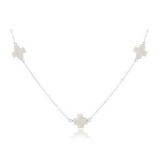 17" Choker Simplicity Chain Sterling - Signature Cross Off-White by enewton