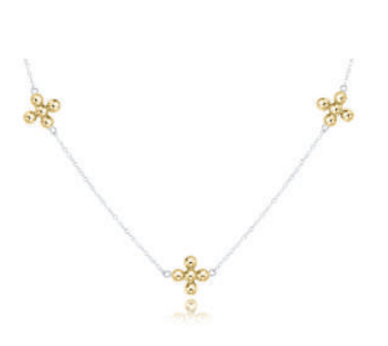 17" Choker Simplicity Chain Sterling Mixed Metal - Classic Beaded Signature Cross Gold by enewton