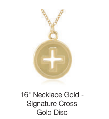 16" necklace gold - signature cross gold disc by enewton