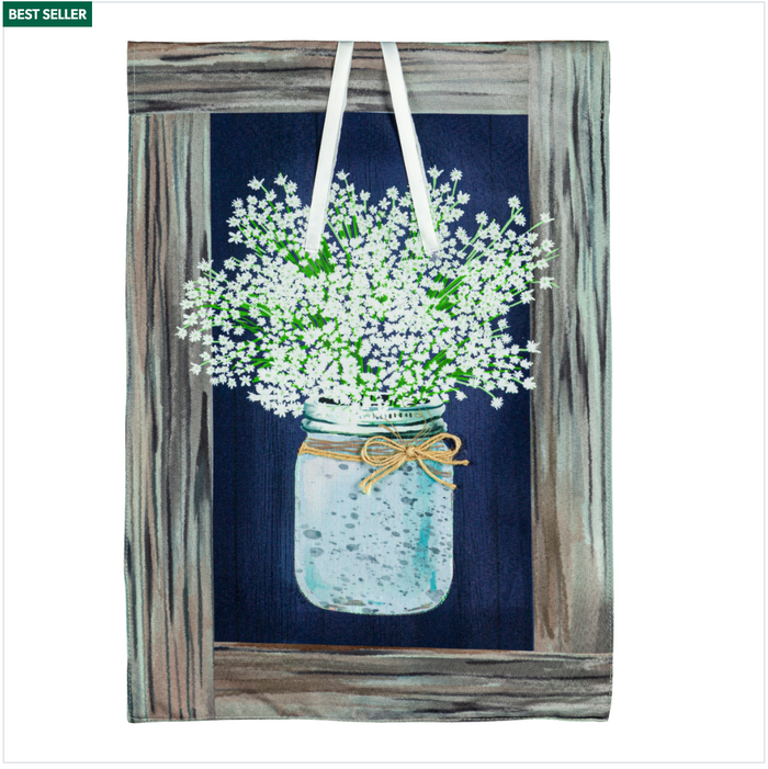 Hanging Mason Jar Garden Linen Flag
