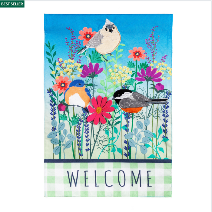 Wild Flowers Welcome Garden Linen Flag