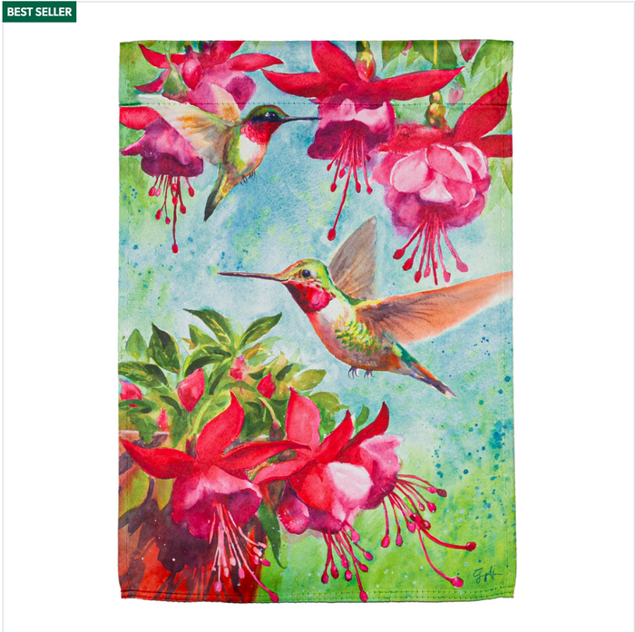 Fuchsia Hummingbird Garden Suede Flag
