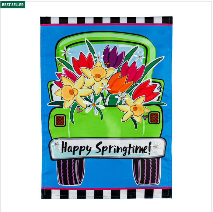 Springtime Truck Garden Applique Flag