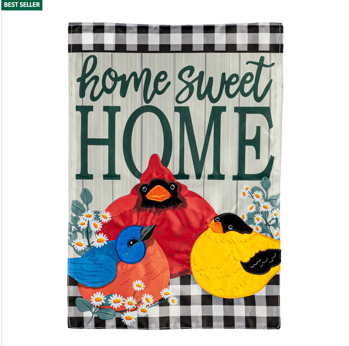 Portly Birds Garden Applique Flag