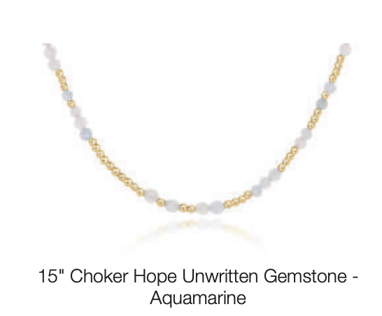 15" choker hope unwritten gemstone - aquamarine by enewton