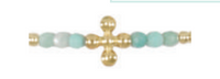 signature cross gold bliss pattern 2.5mm bead bracelet - amazonite by enewton