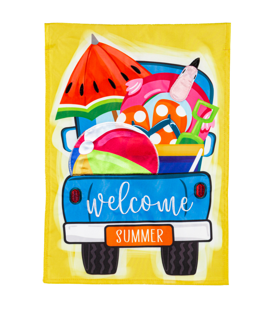 Welcome Summer Truck Garden Applique Flag