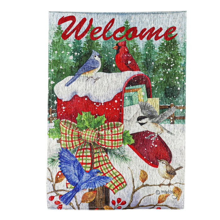 Snowy Mailbox Friends Garden Glisten Flag