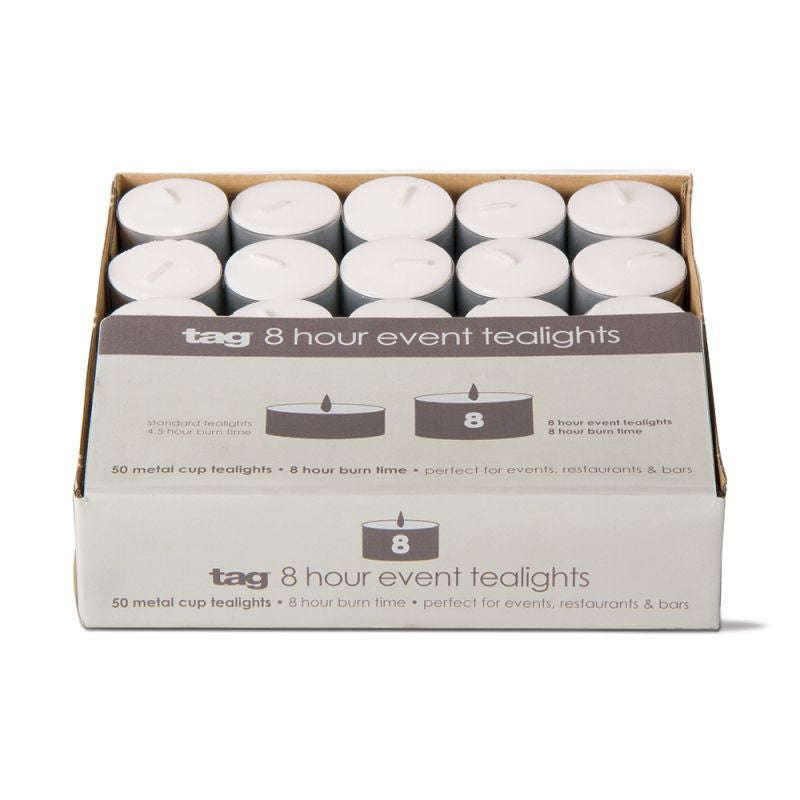 8 HOUR EVENT TEALIGHT CANDLES - SET OF 50 - A. Dodson's