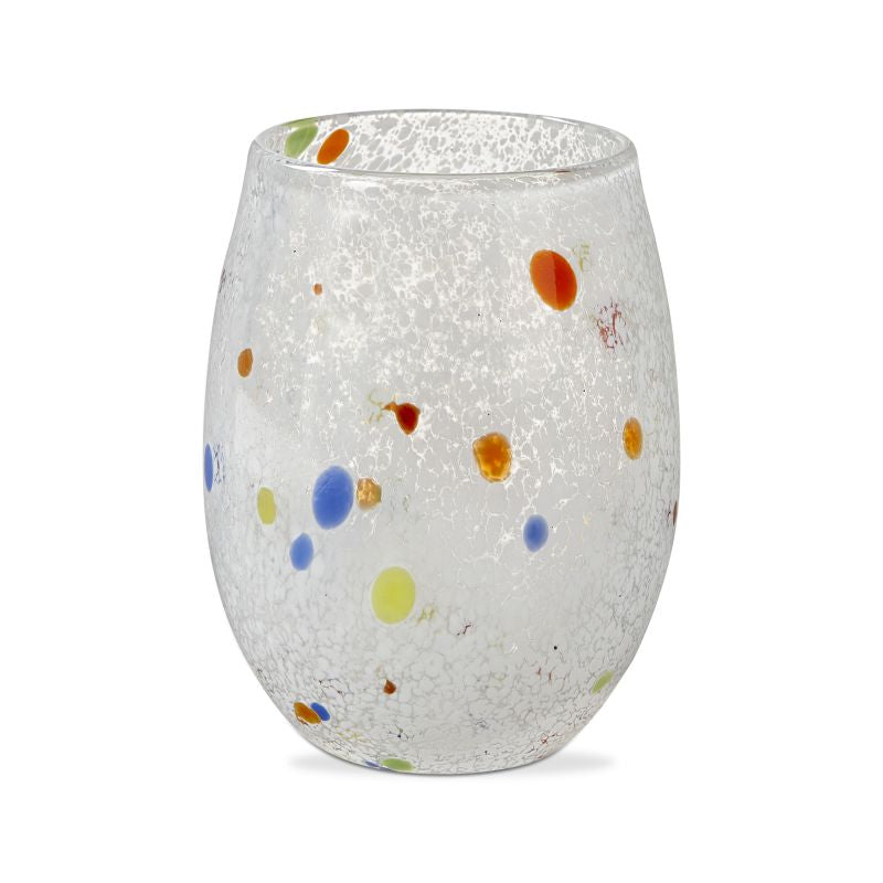 CONFETTI STEMLESS WINE GLASS - WHITE/MULTI - A. Dodson's