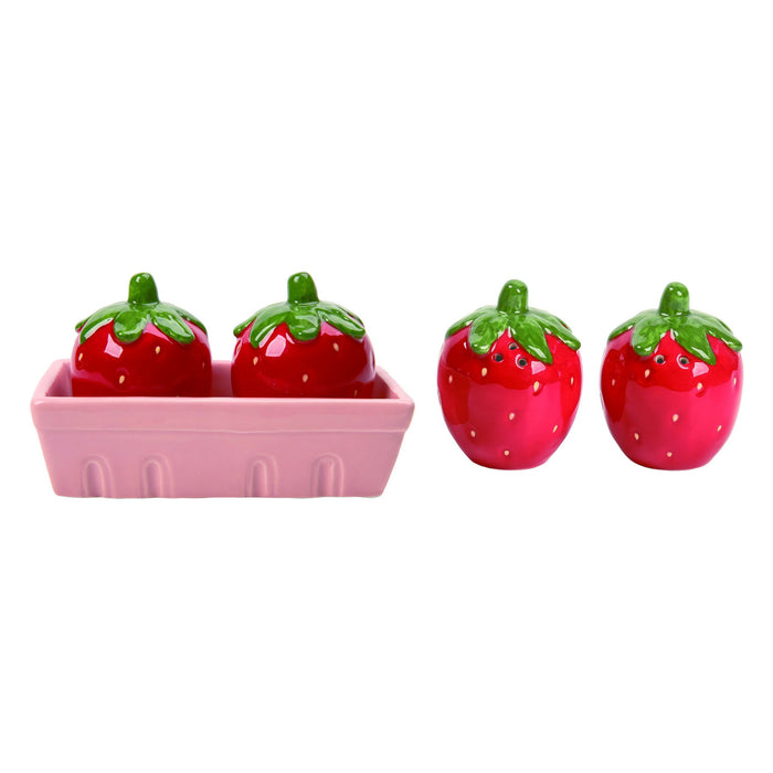 Ceramic 5.5" Strawberry Basket Salt Pepper Shaker