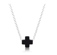 16" necklace sterling - signature cross - onyx by enewton