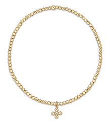 classic gold 2mm bead bracelet - signature cross beaded small gold charm by enewton