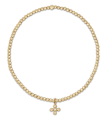 classic gold 2mm bead bracelet - signature cross halo beaded charm by enewton