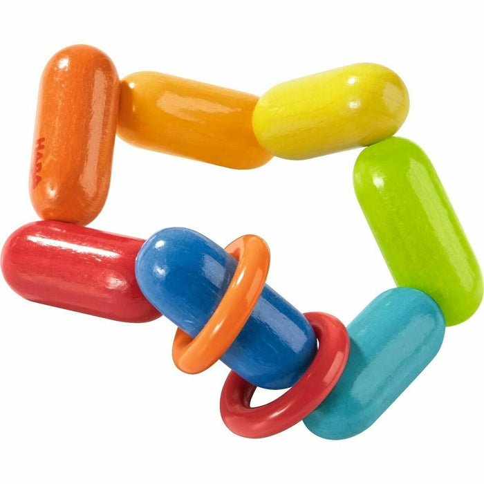 Dilly-Dally Wooden Rattle with Plastic Rings