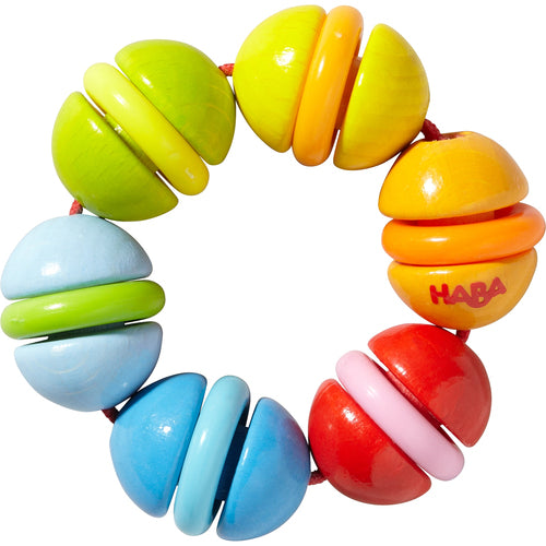 Clatterit Wooden Clutching Toy with Plastic Rings