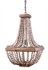 METAL CHANDELIER W/ WOOD BEADS HOME - A. Dodson's