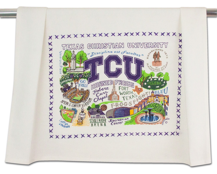 TEXAS CHRISTIAN UNIVERSITY DISH TOWEL BY CATSTUDIO