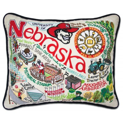 UNIVERSITY OF NEBRASKA PILLOW BY CATSTUDIO