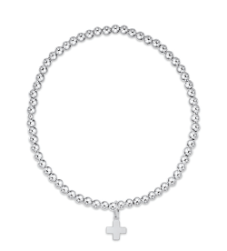 classic sterling 3mm bead bracelet - signature cross small sterling charm