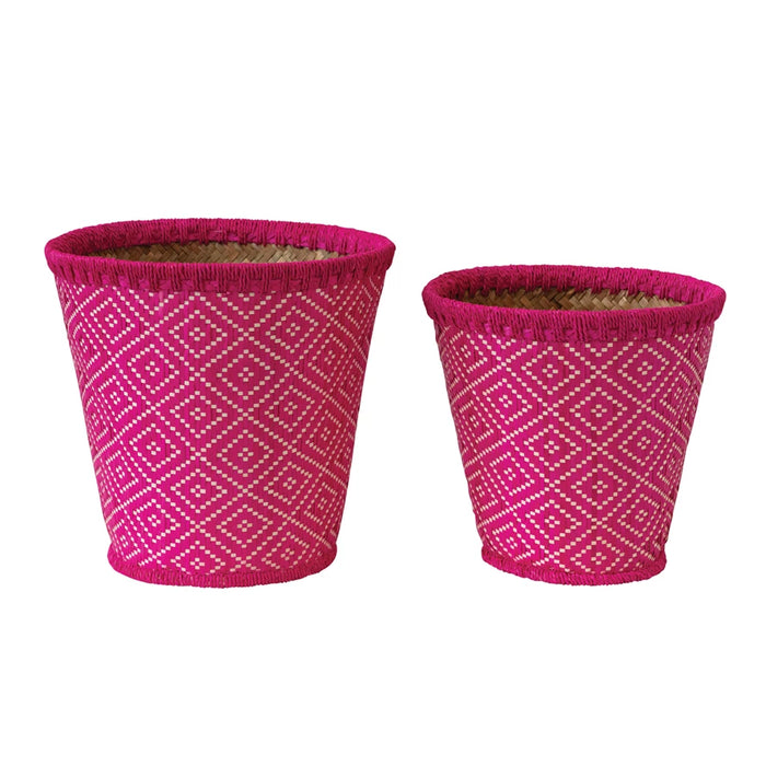 Hand-Woven Baskets with Pattern, 2 Sizes